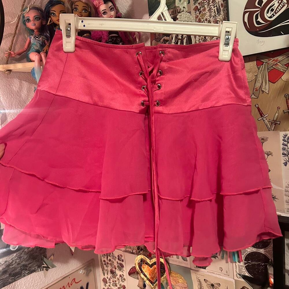 pink mini skirt